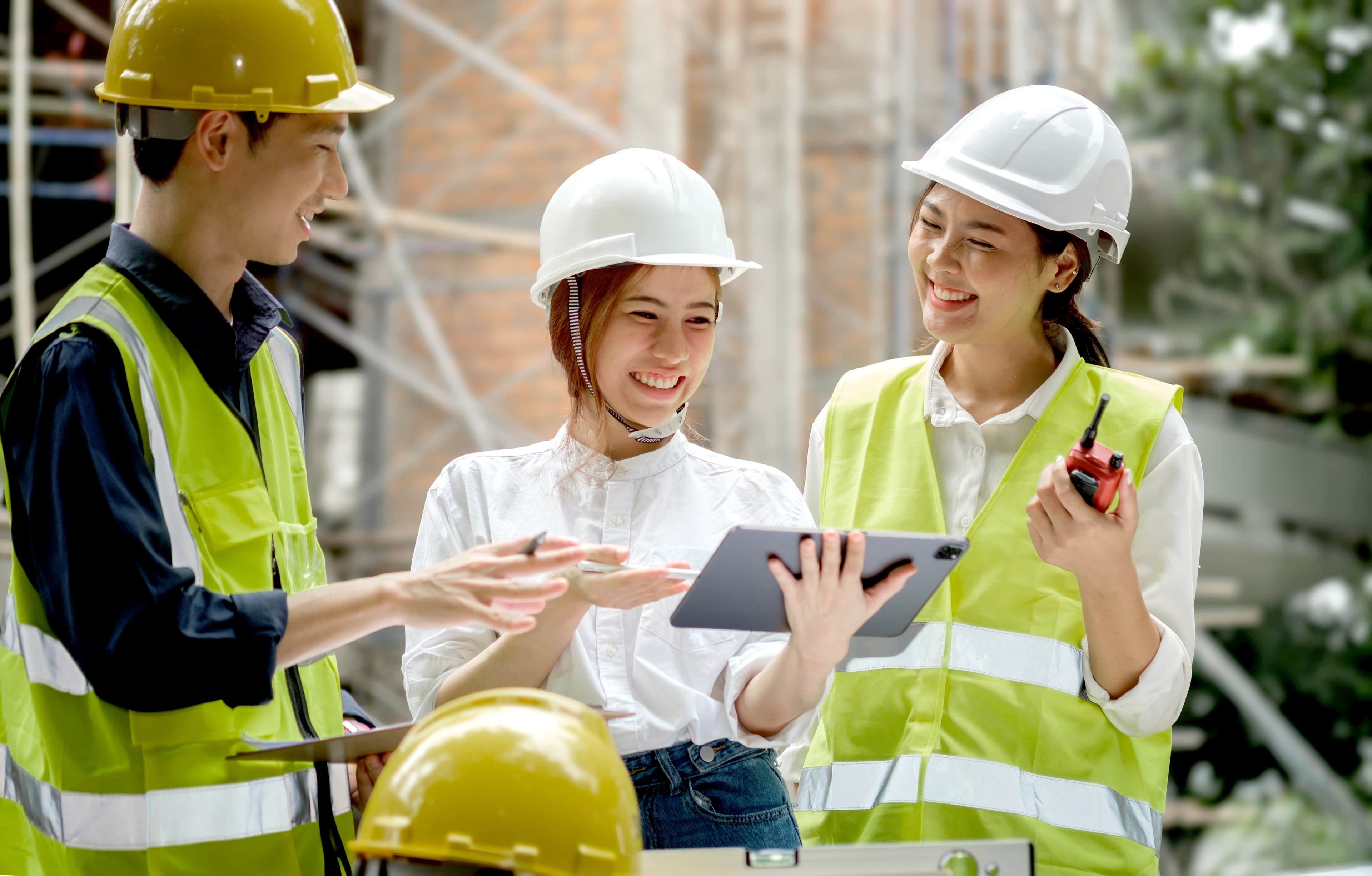 Happy family sitting together